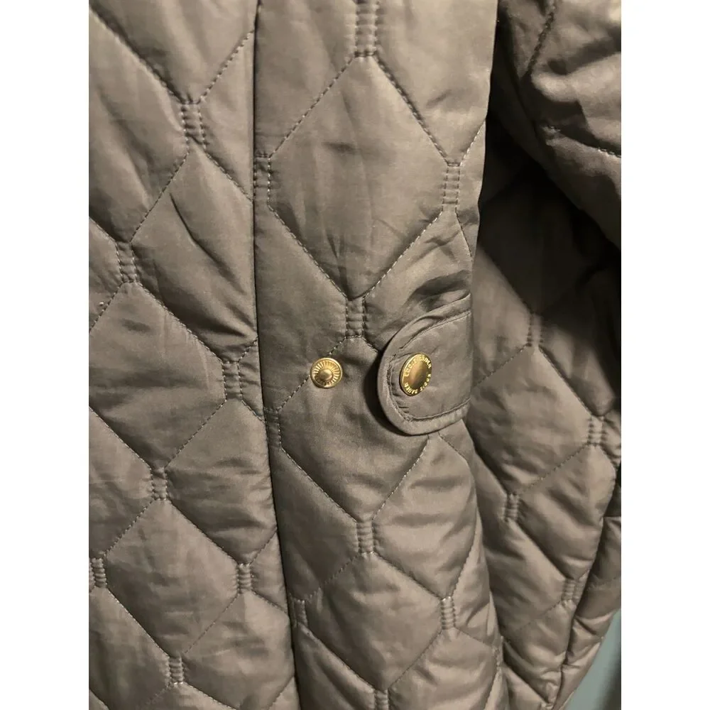Eddie Bauer Jacket Womens Large Green Quilted Puffer Coat Zip